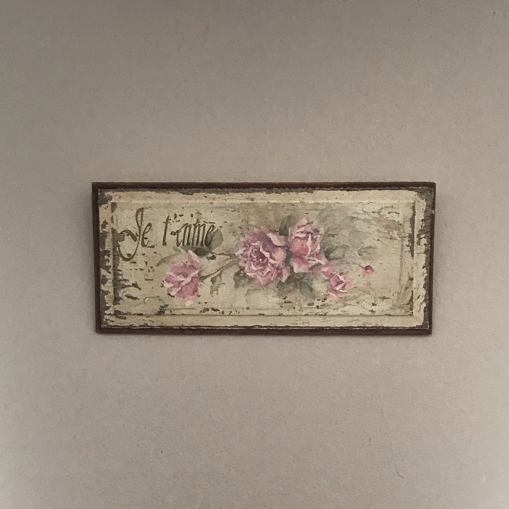 Vintage Je T’amie Floaral Wall Decor